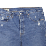 LEVI'S Womens Denim Blue Casual Shorts M W34 Distressed Frayed Hem