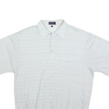 CARLETTI Mens White Short Sleeve Plain Pocket Polo Shirt L Polyester Blend