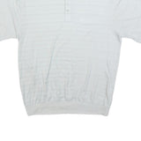 CARLETTI Mens White Short Sleeve Plain Pocket Polo Shirt L Polyester Blend