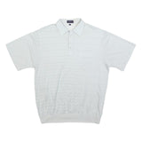 CARLETTI Mens White Short Sleeve Plain Pocket Polo Shirt L Polyester Blend