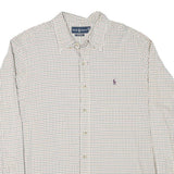 RALPH LAUREN Mens White & Brown Check Shirt 2XL Classic Fit Button-Down Collar