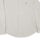 RALPH LAUREN Mens White & Brown Check Shirt 2XL Classic Fit Button-Down Collar