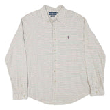 RALPH LAUREN Mens White & Brown Check Shirt 2XL Classic Fit Button-Down Collar
