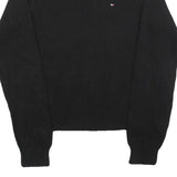 TOMMY HILFIGER Mens Black Plain Pullover Crew Neck Basic Knit S Cotton Jumper