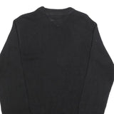 TOMMY HILFIGER Mens Black Plain Pullover Crew Neck Basic Knit S Cotton Jumper