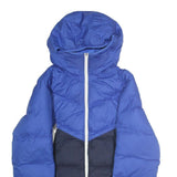 NIKE Mens Blue & Black Puffer Jacket S Polyester Zip Hooded Casual Outerwear