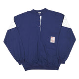 ZAPATON Mens Blue & White Sweatshirt Stand Collar L Cotton Blend Casual Pullover