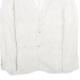 ZARA Mens White Casual Jacket L Woven Button Closure Classic Blazer Linen Look