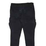 H&M Mens Cotton Blend Black Slim Cargo Trousers W31 L29 Drawstring Waist