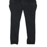 H&M Mens Cotton Blend Black Slim Cargo Trousers W31 L29 Drawstring Waist