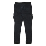 H&M Mens Cotton Blend Black Slim Cargo Trousers W31 L29 Drawstring Waist