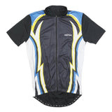 CRIVIT Mens Black Blue & Yellow Cycling Jersey M Short Sleeve Zip Front