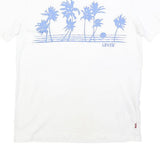 LEVI'S Womens White T-Shirt XS Short Sleeve Crew Neck Palm Tree Graphic