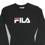 FILA Mens Black & Grey Cotton Blend Crew Neck XS Sweatshirt Pullover Logo