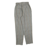 Womens Regular Fit Check Grey Trousers W25 L25 Stylish Classic Zip Closure