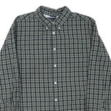 TOMMY HILFIGER Mens Green Check Shirt L Button-Down Collar Long Sleeve Cotton