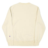 CHAMPION Mens Cream Crew Neck L Sweatshirt Cotton Blend Pullover Logo
