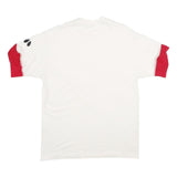 HANES Mens White & Red T-Shirt L Short Sleeve Crew Neck Cotton Casual