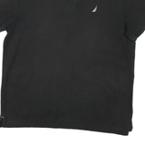 NAUTICA Mens Black Polo Shirt Boat Logo Short Sleeve Plain L Button Closure