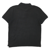 NAUTICA Mens Black Polo Shirt Boat Logo Short Sleeve Plain L Button Closure