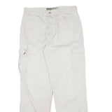 Womens White Cotton Regular Fit Straight Leg Trousers W33 L32 Utility Style