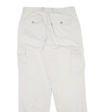 Womens White Cotton Regular Fit Straight Leg Trousers W33 L32 Utility Style