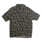 CLAIBORNE Mens Black Beige Patterned Silk Shirt M Stylish Comfortable