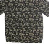 CLAIBORNE Mens Black Beige Patterned Silk Shirt M Stylish Comfortable