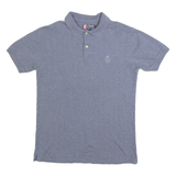 CHAPS RALPH LAUREN Mens Blue Short Sleeve Plain Polo Shirt S Cotton Blend
