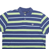 CHAPS Mens Blue & Green Striped Short Sleeve Polo Shirt XL Cotton Blend