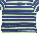 CHAPS Mens Blue & Green Striped Short Sleeve Polo Shirt XL Cotton Blend