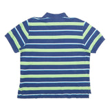 CHAPS Mens Blue & Green Striped Short Sleeve Polo Shirt XL Cotton Blend