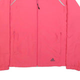 ADIDAS Womens Pink Jacket UK 18 Polyester Zip Plain Sportswear Activewear