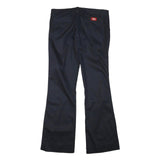 DICKIES Womens Polyester Blend Black Regular Flared Trousers W32 L32 Workwear