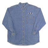 WHITE MOUNTAIN Mens Blue Denim Shirt L Button-Down Collar Casual Cotton