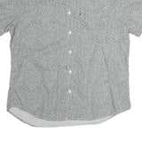 LEVI'S Mens Grey & White Floral Pattern Shirt L Cotton Blend Short Sleeve