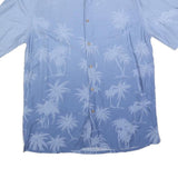 BATIK BAY Mens Blue Rayon Palm Tree Pattern Shirt M Casual Lightweight Summer