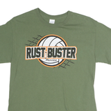 GILDAN Mens Green Rust Buster Graphic T-Shirt M Short Sleeve Crew Neck Cotton
