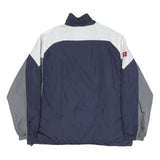 NFL Mens Blue & Grey Zip Jacket L Polyester Blend Striped Sports Team Casual