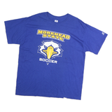 RUSSELL ATHLETIC Mens Blue Morehead State Soccer Graphic T-Shirt XL Crew Neck