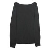 TOMMY HILFIGER Womens Black Plain Jumper Square Neck Basic Knit M Casual Cotton