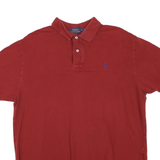 POLO RALPH LAUREN Mens Red Short Sleeve Plain XL Cotton Blend Polo Shirt