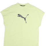 PUMA Womens Yellow Cotton Day Dress L Camo Logo Casual Summer Style
