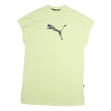 PUMA Womens Yellow Cotton Day Dress L Camo Logo Casual Summer Style