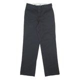 DICKIES Mens Cotton Blend Black Regular Straight Trousers W28 L32 Workwear Zip