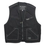 STONE RIFLE COMPANY Mens Black Cotton Denim Waistcoat M Contrast Stitching Zip