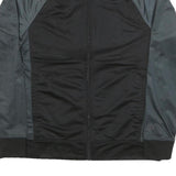 STARTER Mens Black & Grey Athletic Polyester Blend Zip Bomber Jacket M