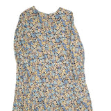 PIECES Womens Blue & Beige Floral Day Cotton Blend Dress M Midi Long Sleeve