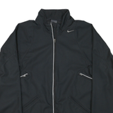 NIKE Mens Black Zip Jacket S Polyester Blend Plain Lightweight Sportswear
