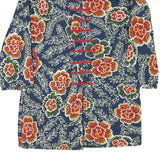 Womens Blue Floral Button Cotton Blend Jacket M Casual Patterned